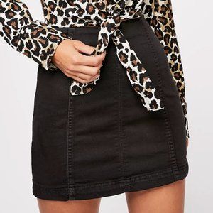 Free People Modern Femme Black Denim Skirt
